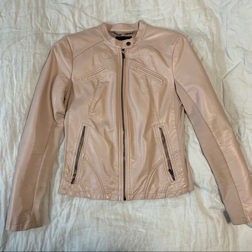 Express Moto Leather Jacket Blush S